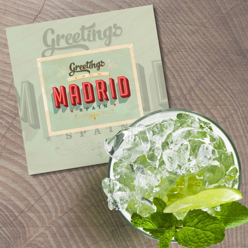Unbranded Greetings From Madrid Spain Vintage 4'' X 4'' Square