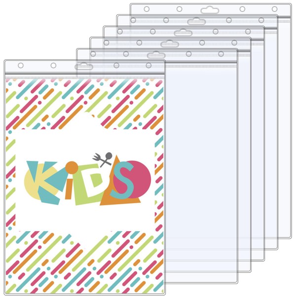 6 Pack 8.5" x 11" Resealable Zip Sheet Protectors, Waterproof