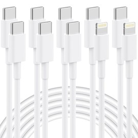IWTKenw IWTKenw iPad Charger Cord [3-Pack USB C to USB-C + 2-Pack Type C to Lightning Cables] Compatible with iPad Pro/Air/Mini, Fast Charging & Data Sync, Durable Cables for iPhone, and More