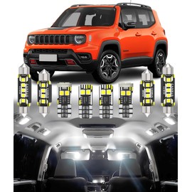 BMT xms Car Interior LED Light Replacement for JEEP Renegade 2015-2024,6000K Super Bright Interior Light Bulbs Package, 9pcs