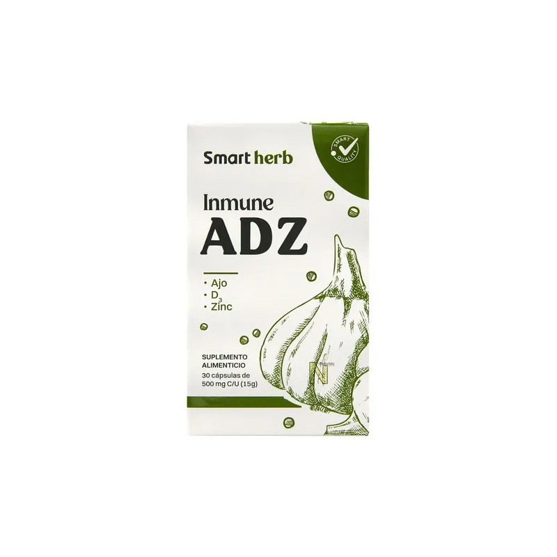 Inmune ADZ con Ajo Vitamina D3 y Zinc 30 capsulas
