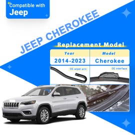 RAINTOK Windshield Wiper Blades Replacement for 2014-2023 Jeep Cherokee Original Factory Quality Front Rear Wipers Blade Set for My Car - 26" 18" 14" (Pack of 3)