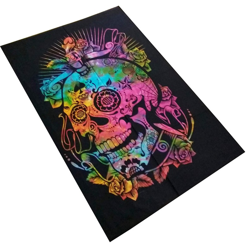 Purpledip Cotton Wall Poster Beach Throw 'Smiling Death': Bohemian Wall