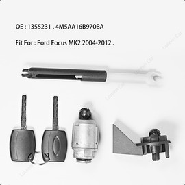 LoreenCar Bonnet Lock Hood Release Latch with 2 Keys 1355231 4M5AA16B970AB for Ford Focus MK2 Hatchback, Estate, Saloon, Cabrio, C-Max, Bonnet Lock Mechanism Engine Hood Release Cable Repair Assembly