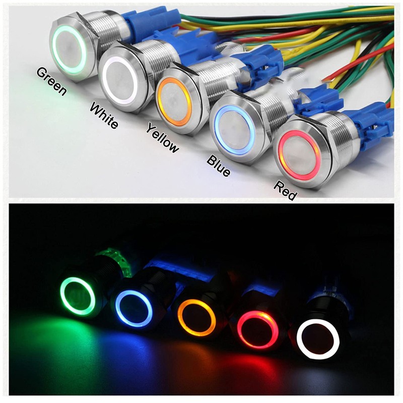 Ohamtes Latching Push Button Switch 12V 24V Waterproof Stainless Steel
