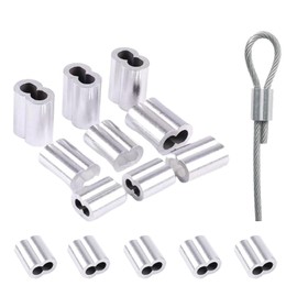 100pcs 1/16"(1.5mm) Aluminum Crimping Loop Sleeve, Cable Crimp Ferrules, Wire Rope Sleeves Loops Sleeve for Wire Rope and Cable, Double Hole Type