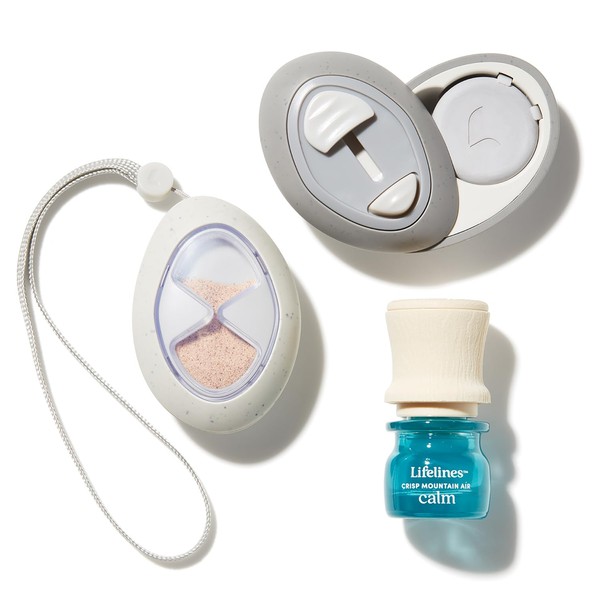 Lifelines Scent-Infused Motion Fidget Grounding Stones 2-Pack & Essential Oil Set, Portable Essential Oil Diffuser with Individual Crisp Mountain Air: Calm Essential Oil Blend 3 ML Included