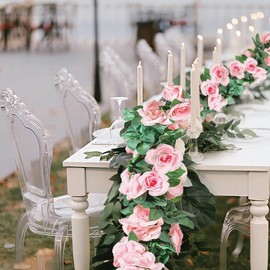 Fulercni 10PCS Fake Rose Garland, 7.5Ft Artificial Vines Flowers Hanging Rose Vine for Wedding Home Office Arch Arrangement Decoration