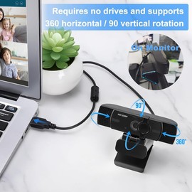 Fahgaer USB Webcam with Microphone, 1080P USB Camera Web Camera Video Cam Calling Conferencing Streaming for PC/Laptop/Computer