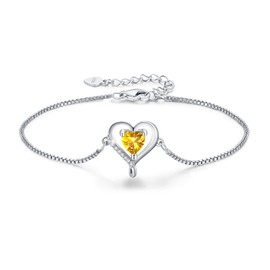 LAVUMO Heart Bracelet Women's Rose Gold Sterling Silver 925 Jewellery Women's on Mother's Day Christmas Valentine's Day Birthday Gift for Her Mummy Wife Girlfriend Adjustable Bracelet, Sterling