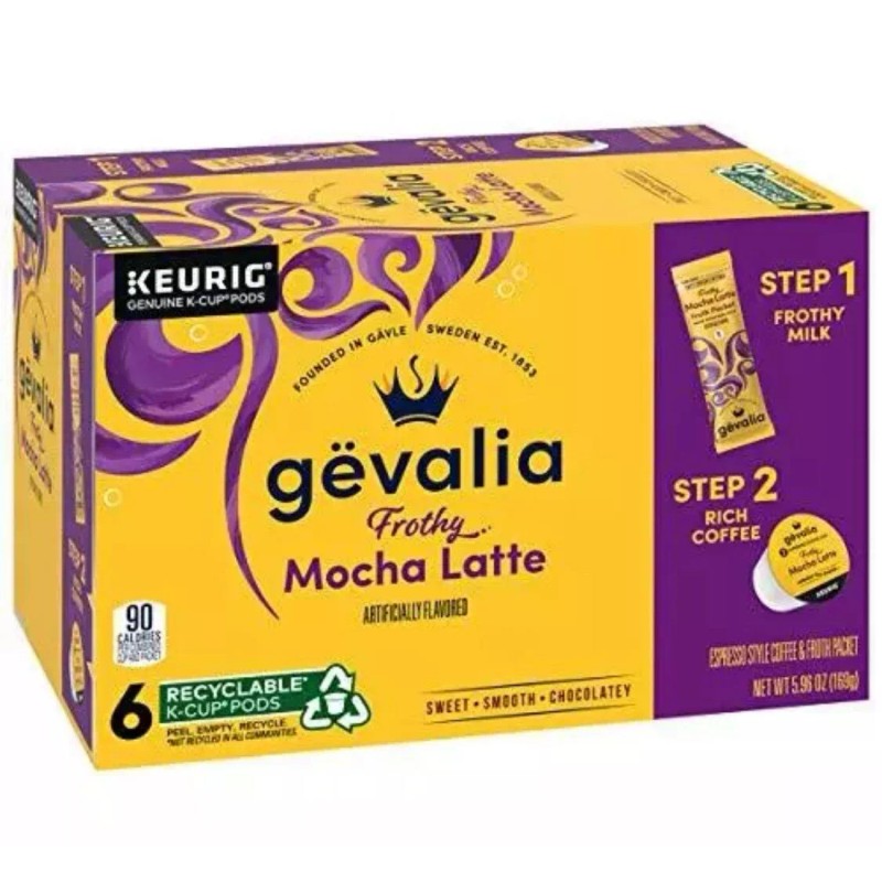 Gevalia Frothy 2-Step Mocha Latte Espresso K-Cup Coffee Pods &