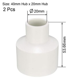 TOP-VIGOR 2Pcs PVC DWV Reducing Coupling, 40mm x 20mm Socket Pipe Fitting Adapter Connector, Duct Reducer Pipe Fitting for Water Supplies Build, White