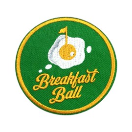 Breakfast Ball Patch 3 Inches Gifts for Golfer Funny Golfing Golf Hole Iron On/Sew On Embroidery Fabric Applique Patches for Trucker Hats Clothes Backpack DIY Accessories Friends Mom Gifts
