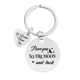 Valentine's Day Keychain, I Love You Forever & Always Key Chain, Girlfriend Boyfriend Gift for Birthday Christmas Graduation (I love you TO THE MOON and back)