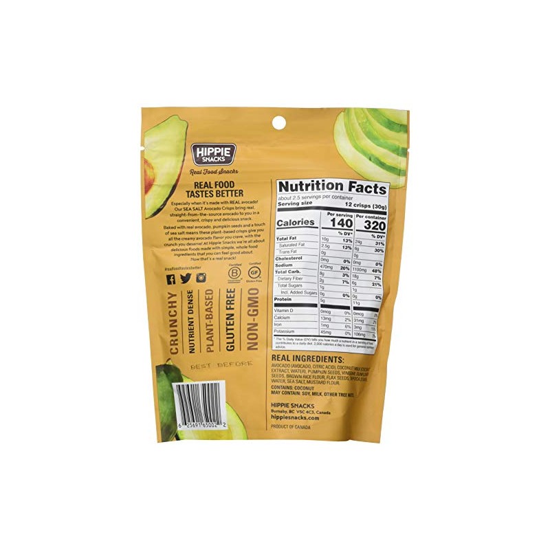 Hippie Snacks Crisps Avocado Sea Salt, 2.5 Oz