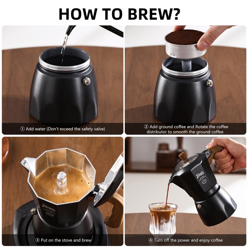 Bincoo Stovetop Espresso Maker, 4 Cups Moka Pot,Aluminum Espresso Coffee