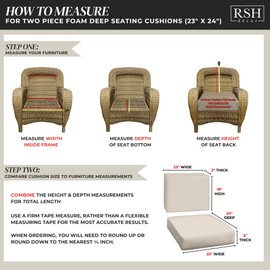 RSH DECOR: Deep Seating Chair Cushion Set | 23” x 24” Seat | All-Weather Spun Fabric | Outdoor Foam Cushion Set for Patio Furniture | Daelyn Cherry