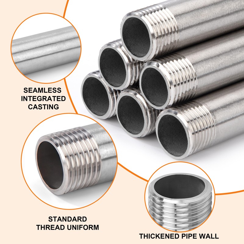 Stainless Steel Pipe Fittings, 2 Pieces 200 mm 1/2 Inch