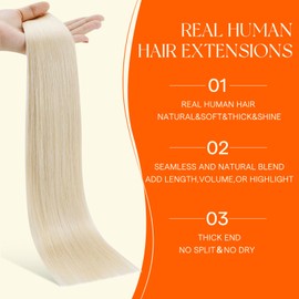 Full Shine Injection Tape in Extensions Human Hair Color 1000 Blonde Seamless Machine Remy Skin Weft 24 Inch Invisible Injected Tape in Human Hair Extensions Add Length 50 Grams 20Pcs for Wedding