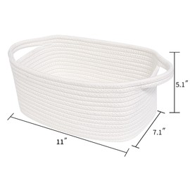 ABenkle Small White Basket, Soft Woven Storage Bins Baskets for Cat Dog Toys Organizer, Decorative Shelves Closet Organizing Basket Chest Box, Empty Gift Baskets
