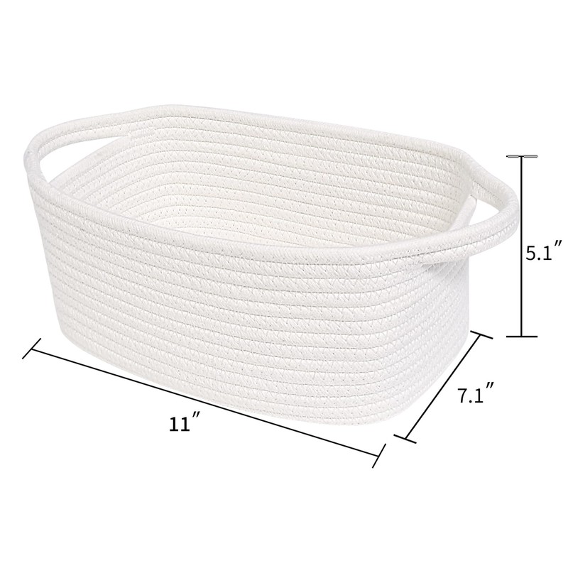 ABenkle Small White Basket, Soft Woven Storage Bins Baskets for