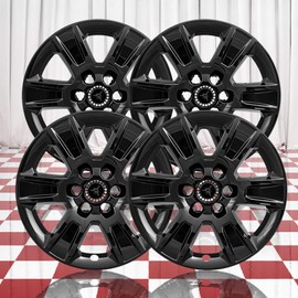 Brighter Design Set of 4 Gloss Black 6 Spoke 20" Wheel Skins for GMC Sierra 1500 SLE/SLT 2014-18