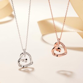 VCGCL Rose Flower Heart Necklaces for Women,S925 Sterling Silver Necklace,Wedding Anniversary, Birthday Gifts for Wife,Her,Girlfriend,Mom,Mother,Charm Necklace,Jewelry (Flower Heart White Gold)