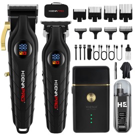 HIENA PRO Professional Cordless Hair Clipper for Men, Beard Trimmers, Electric Foil Shavers and Nose Hair Trimmer Set, Rechargeable Barber Clipper and Hair Cutting Grooming Kit