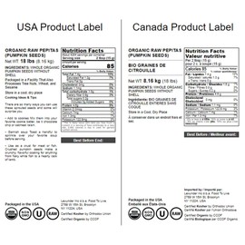 Food to Live Pepitas/Semillas de calabaza orgánicas (Crudas, sin cascara) (18 Pounds)