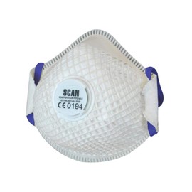 Scan SCAPPEP2VDUR FFP2 Duranet Moulded Valved Disposable Dust Masks Pack of 2