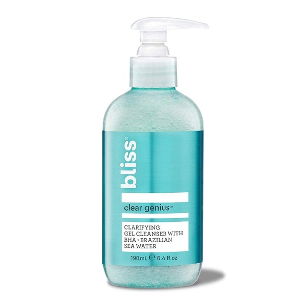 Bliss Clear Genius Clarifying Gel Cleanser with BHA to Detox and Clear Skin| Non-Irritating | Clean | Cruelty-Free | Paraben Free | Vegan | 6.4 oz