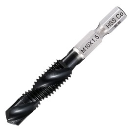 Invincible Tap Drill, 0.25 inch (6.35 mm) Hexagonal Shaft, Chamfering Tap, Threading, Drilling, HSS-Co M35, Ultra High Hardness, Nitride, Titanium Coating, Stainless Steel, For Ironwork (M10X1.5)