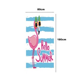 Microfibre Beach Towel, Compact Travel Towels, Absorbent Swimming Towels & Quick Dry Towel, Blue and White Stripes and Flamingo Print Beach Towels for Adults & Child(80cm X 180 Cm)