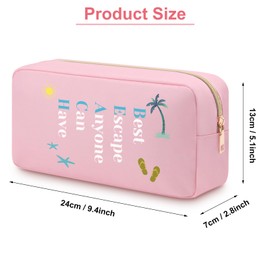 Heigebi Beach Bag Summer Cosmetic Bag for Women Girls Beach Lover Summer Vacation Gifts for Nurse Teacher Female Friend Summer Beach Trip Gift Oxford Cloth Double Side Beach Makeup Pouch