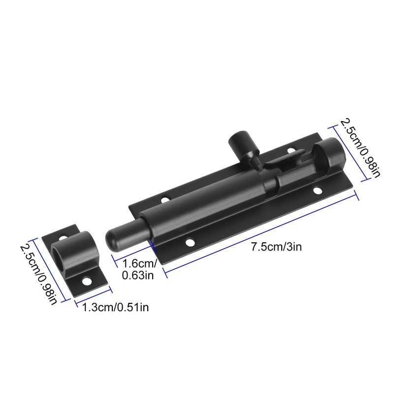 4 PCS Barrel Bolt Latch Black Slide Bolt Latch 3