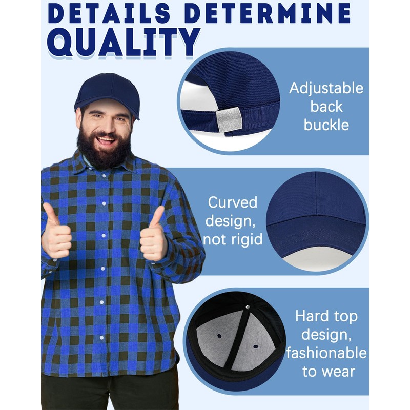 Yahenda 3 Pcs XXXL Oversize Baseball Cap 23.6-26.8 Inches Adjustable
