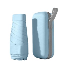 Wisebom Compact Umbrella, 6 Ribs Mini Umbrella Mini Foldable Travel with Case Storm Resistant UV Protection Ultralight for Men Women Children, lightblue