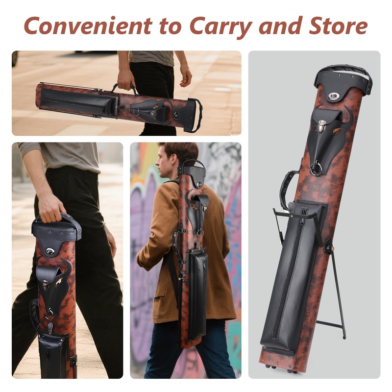 elraxw 2x4 Hard Pool Cue Case with Stand 2B4S Pool