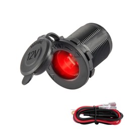 UYYE - Encendedor universal de 12 V/24 V, para coche, motocicleta, ATV, RV y más, accesorios interiores del coche con receptáculo impermeable (LED rojo)