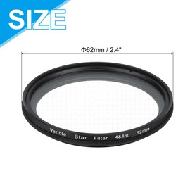 MECCANIXITY 62mm Variable Star Filter, Starburst Lens Filter 4-8 Points Sparkle Effect Camera Lens Filters for Night Scenery Glassworks,1Pcs