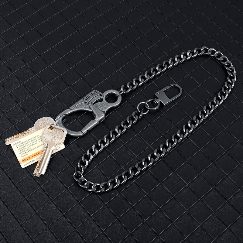 [Ahiller] Sturdy Wallet Chain, [Double Locking Carabiner, Stainless Steel Chain],