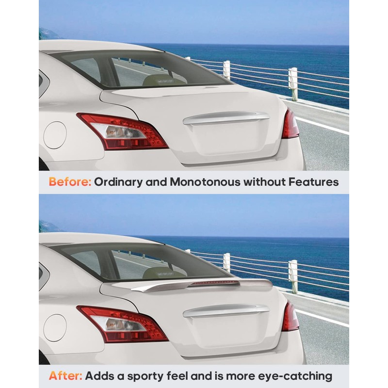 FINDAUTO ABS Rear Trunk Spoiler Wing with 3rd Brake Light