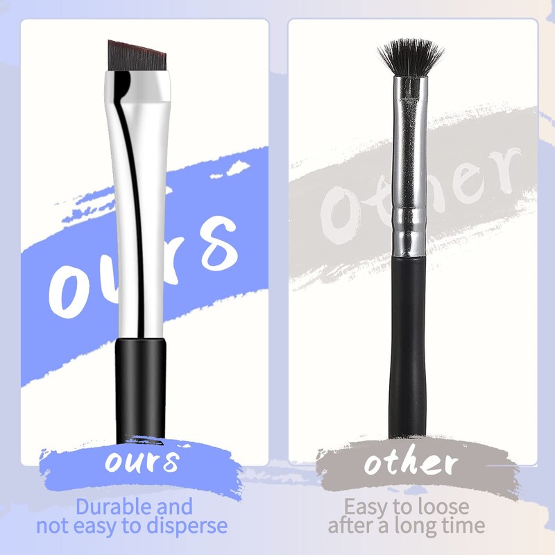 YAZANY 3Pcs Eyeliner Brush Kit, Professional Eyebrow Brush Flat &