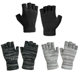 GETFACAI 3 Pairs Fingerless Gloves for Men, Half Finger Gloves Winter, Thermal Knitted Working Running Biking Driving Fingerless Gloves for Men Women, Fingerless Gloves, Thermal Mens Gloves