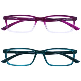 OPULIZE Sea Glasses Blue Light Filter Slim Frame Spring Hinges Improve Sleep Computer Glasses Gaming Anti-Glare Men Women B9, Purple / turquoise