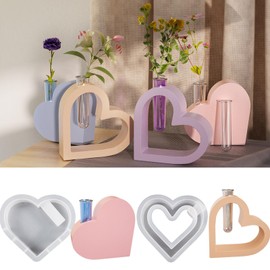 DIIOOMIEEU Heart Shaped Vase Silicone Mold Epoxy Resin Molds Test Tube Flower Pots Container Mold Hydroponic Plant Plaster Mold