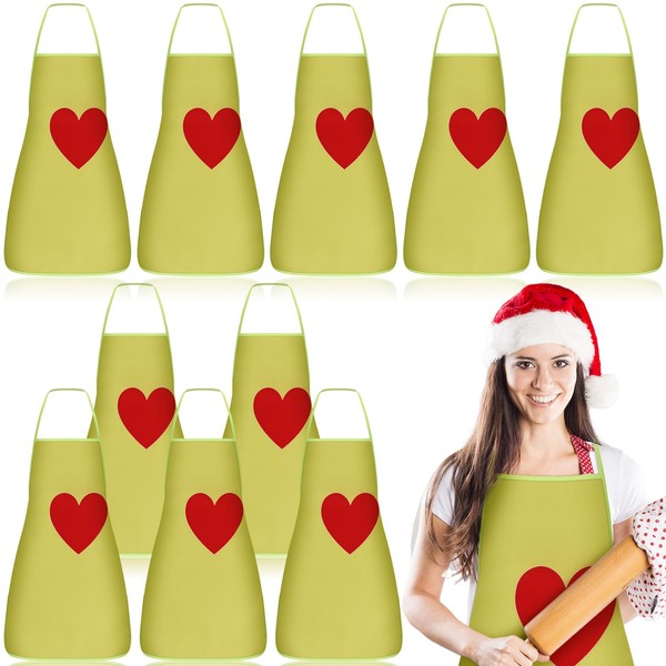 Toulite 10 Pcs Christmas Apron Adjustable Kitchen Cooking Aprons BBQ