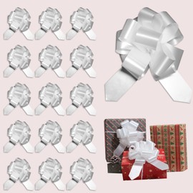 6 PCS Pull Bows 6 Inch White Bows for Gift Wrapping Wedding Basket Decorated Car Bow Birthday Party Christmas Gift as Well as Valentine's Day Gift Decorations