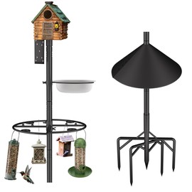 Bird Feeder Pole Stand,95 Inch House Pole for Outdoors Weather Station,Heavy Duty Metal Mount Kit Adjustable Multifunctional Bird Feeder Set