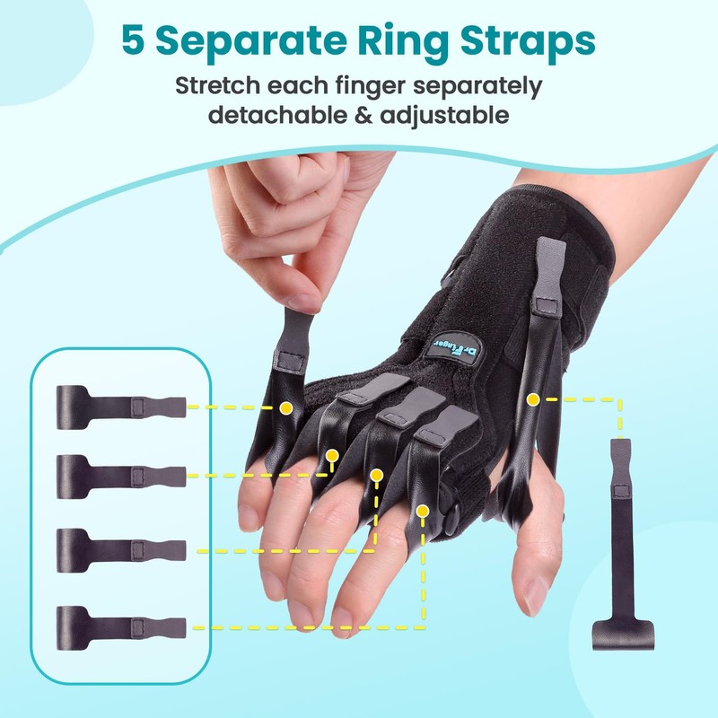 Radial Nerve Palsy Splint Brace for Wrist drop, 5 Fingers